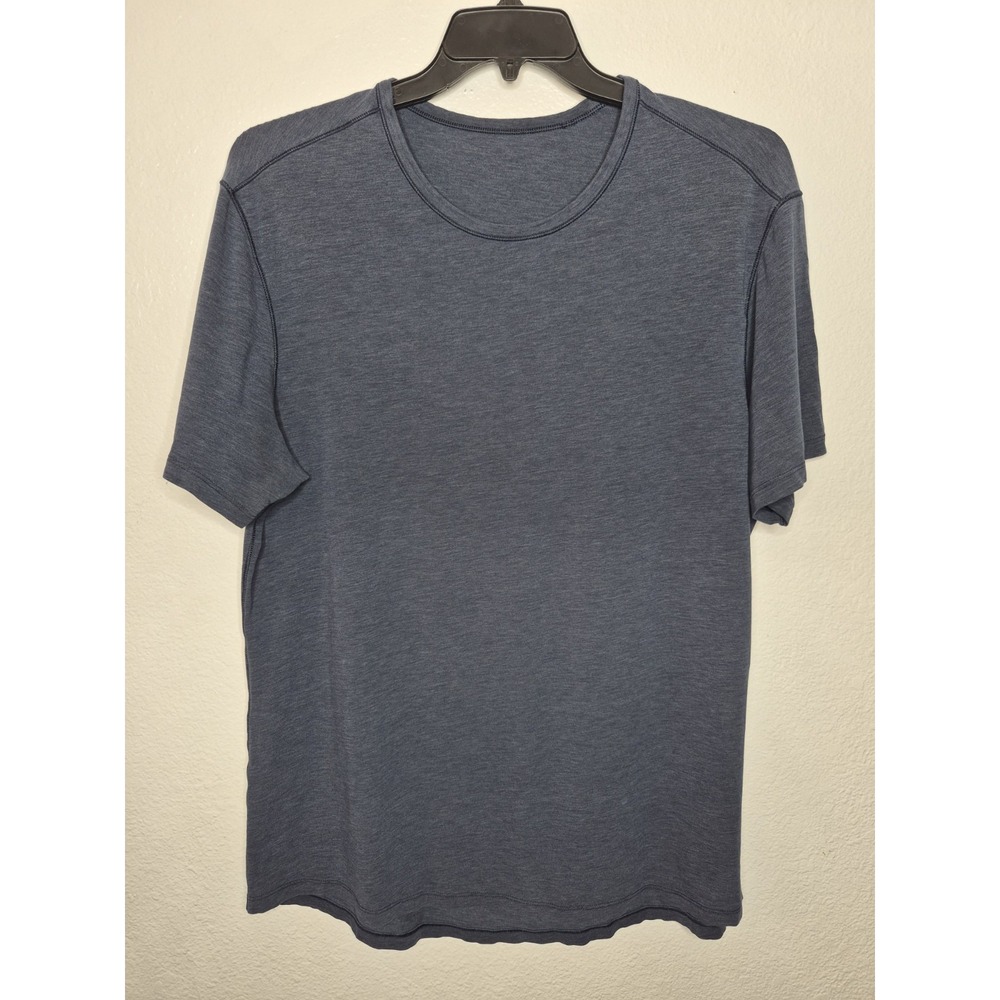 Lululemon Mens XL Athletic Shirt Navy Blue Short Sleeve Gym Tee 23x30
